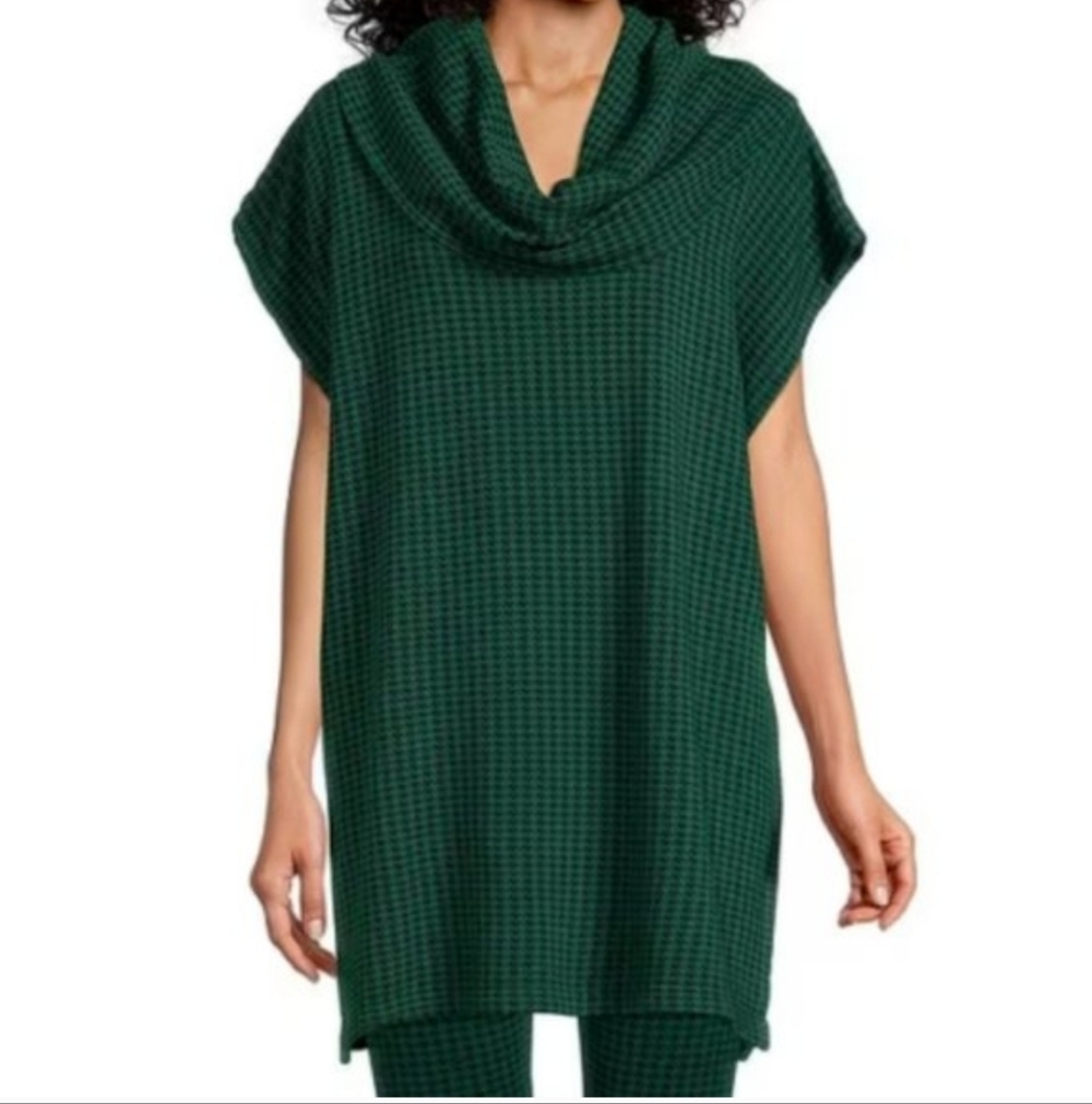 New Bryn Walker Pike Poncho Bamboo Organic Cotton Green Black Size Small